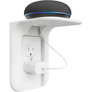 Outlet Shelf Wall Holder, Bathroom Shelf up to 10lbs Standard Vertical Duplex Wall Organizer for Smart Home Decor Space Saving Power Tools, Toothbrush (OLS001-W), 1 Pack, White