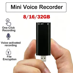 Ultra-Thin Tiny hd Mini Voice Recorder 4-32GB Digtal Professional Sound Activated Dictaphone Noise Reduce Record 8GB MP3 Player