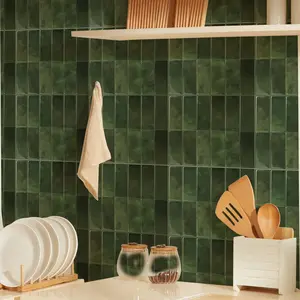 Moss Modern Simple Square Tile Pattern, Self-Adhesive Waterproof Easy Clean Removable Decorative Tiles Tile Stickers for Kitchen Wall Bathroom Background