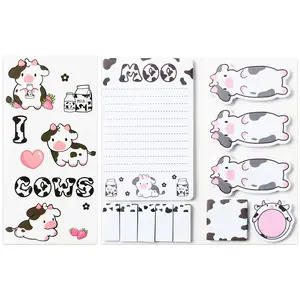 Cow-Shaped Sticky Notes Set, Cute Adhesive Tearable Stickers, Memo Pad Markers, Office and School Supplies, Christmas New Year Gifts