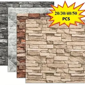 20/30/40/50pcs 3D brick-pattern wallpaper stickers, self-adhesive foam wall stickers, thickened design, home decoration wall panels, easy to peel and stick, easy to clean and cut, suitable for living room, kitchen, bedroom, dormitory office decoration