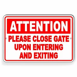 Heavy Duty Aluminum Close Gate Sign for Yard Farm Entry Animal Control Warning No Trespassing Security Decor