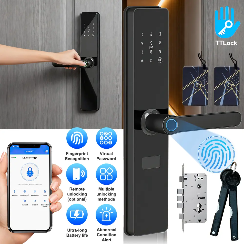 【Black Friday】 Upgraded Modern Electronic Lock - Keyless Entry Access with Bluetooth, Password Keypad, Keypad+Key - Advanced Protection Solution for 60mm-Thick Lock for Door