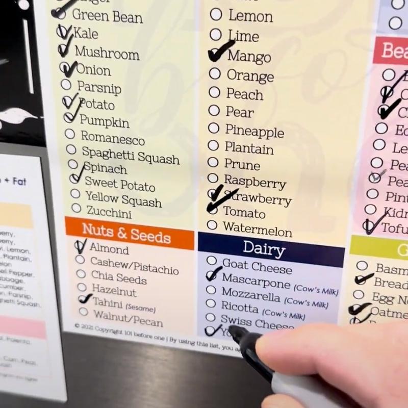 101 before one - 101 Foods Checklist Fridge Magnet - DRY ERASE - Baby Led Weaning List