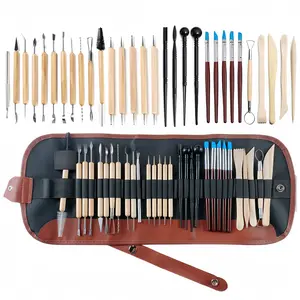 Clay Tool Set 30-Piece Kit, Storage Bag for Artisanal Craftsmanship, Ideal for Ceramic Sculpting & Modeling Projects