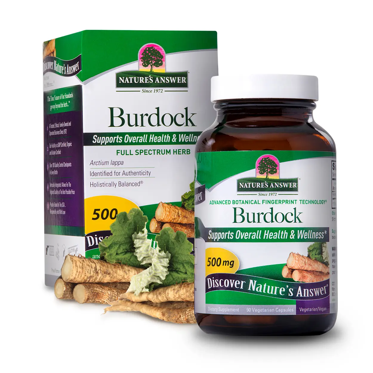 Nature's Answer Burdock Root 500mg 90-Capsules | Natural Detoxifier | Promotes Blood Circulation | Joint & Skin Support | Liver & Kidney Function | Gluten-Free, Non-GMO, Vegan | Single Count