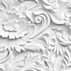 White 3D Floral Wallpaper Peel and Stick Embossed Flower Peel and Stick Wallpaper for Bedroom Ceiling Waterproof Removable White Contact Paper for Cabinets 17.5"x118"