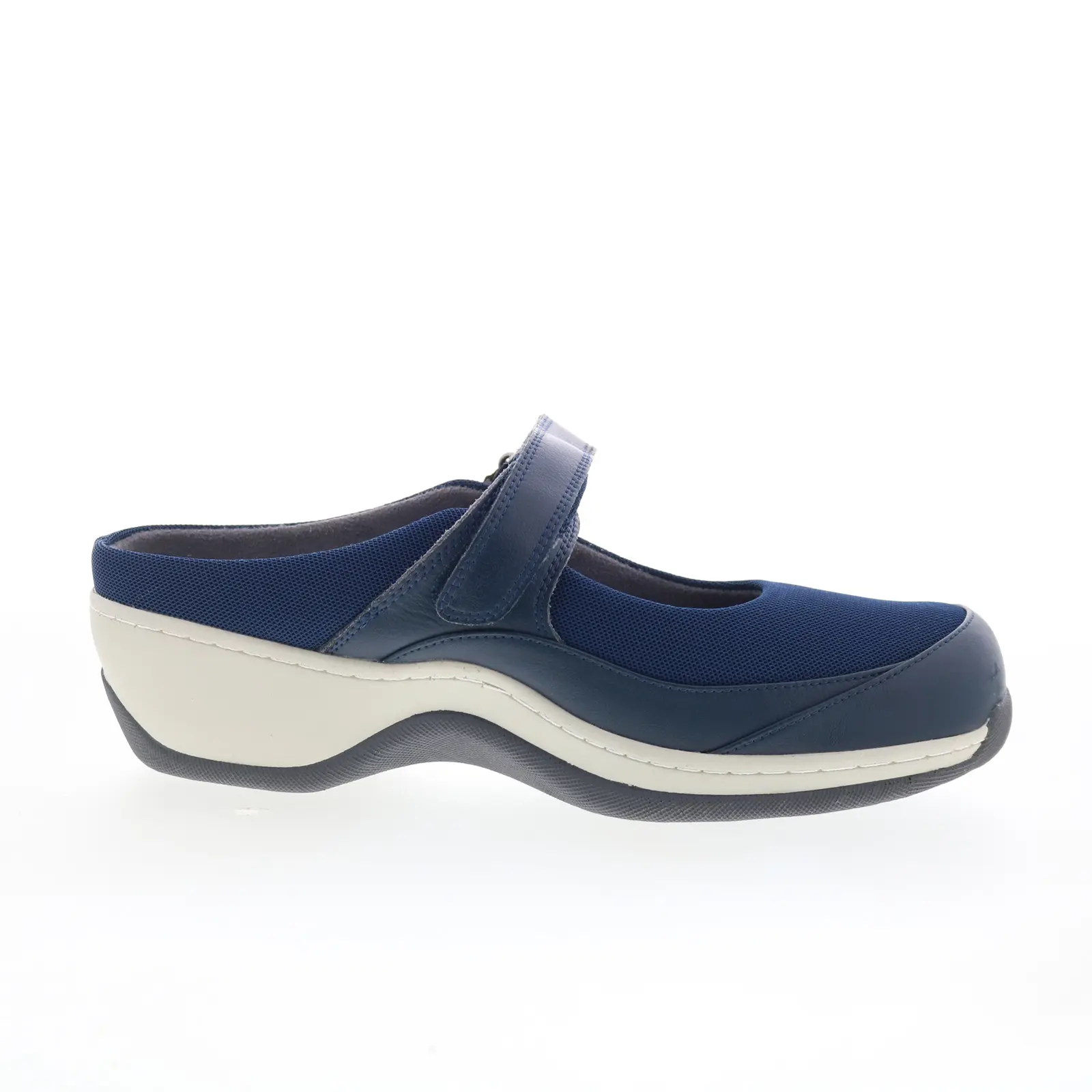 Softwalk Arcadia S2200-400 Womens Blue Leather Strap Clog Flats Shoes