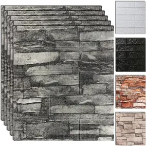 20pcs 3d wall panels peel and stick foam selfadhesive decorative 3d brick wallpaper wall covering faux stone wall panel foam brick for living room kitchen bathroom
