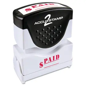 Consolidated Stamp 035578 Accustamp2 Shutter Stamp with Anti Bacteria- Red- PAID- 1.63 x .5