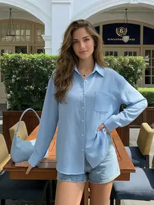 Women's Beach Vacation Style Linen Sun Protection Cardigan, Loose-Fitting Long Sleeve Casual Shirt Cover-Up for Summer Travel