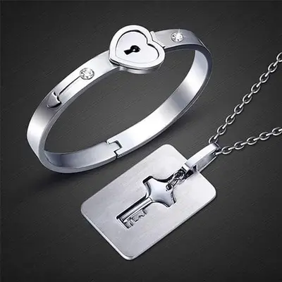Heart Lock Bracelet and Key Necklace TikTok Shop