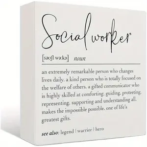 Social Work Wooden Signs - Social Worker Office Decor, Social Worker Appreciation Gifts, Social Worker Gifts for Women, 5 X 5 Inches