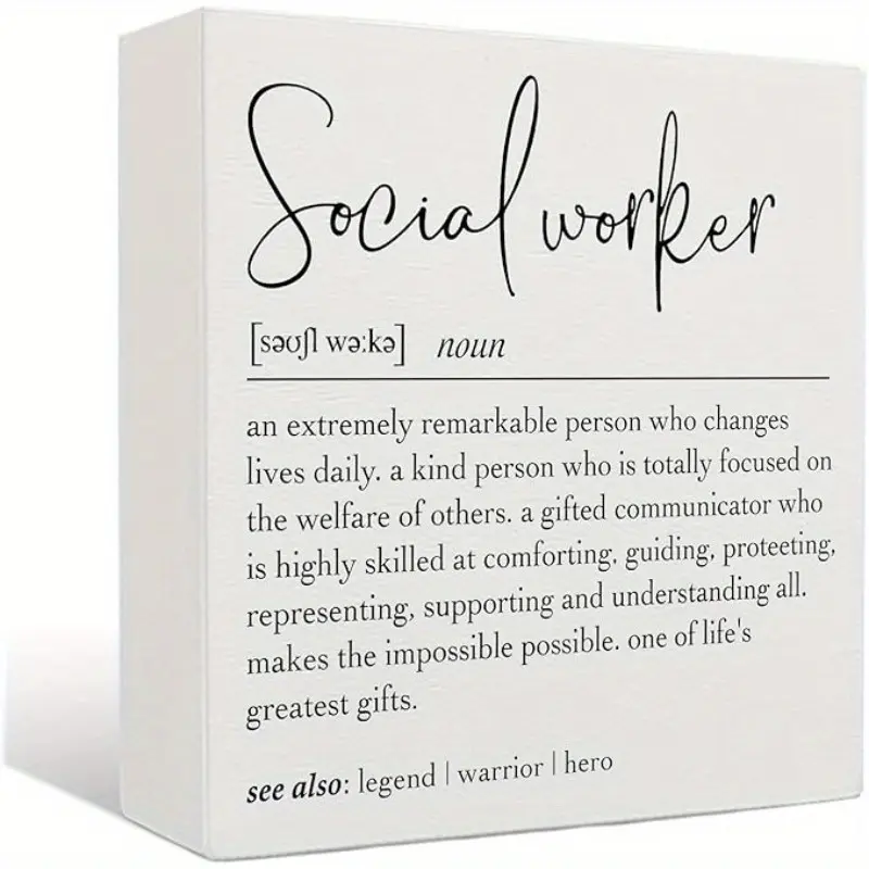 Social Work Wooden Signs - Social Worker Office Decor, Social Worker Appreciation Gifts, Social Worker Gifts for Women, 5 X 5 Inches