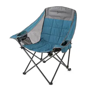 ARROWHEAD OUTDOOR Oversized Folding Camp Chair, Adjustable 2x Sized Cup Holder, Mesh Sides, Inner Pockets, Carry Bag, 300 lbs Capacity (Ocean Blue)