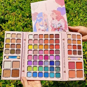 80-color Dream Girl Pattern Eyeshadow Palette with Pearlescent and Matte Blush and Highlighter Multi-functional Makeup Palette