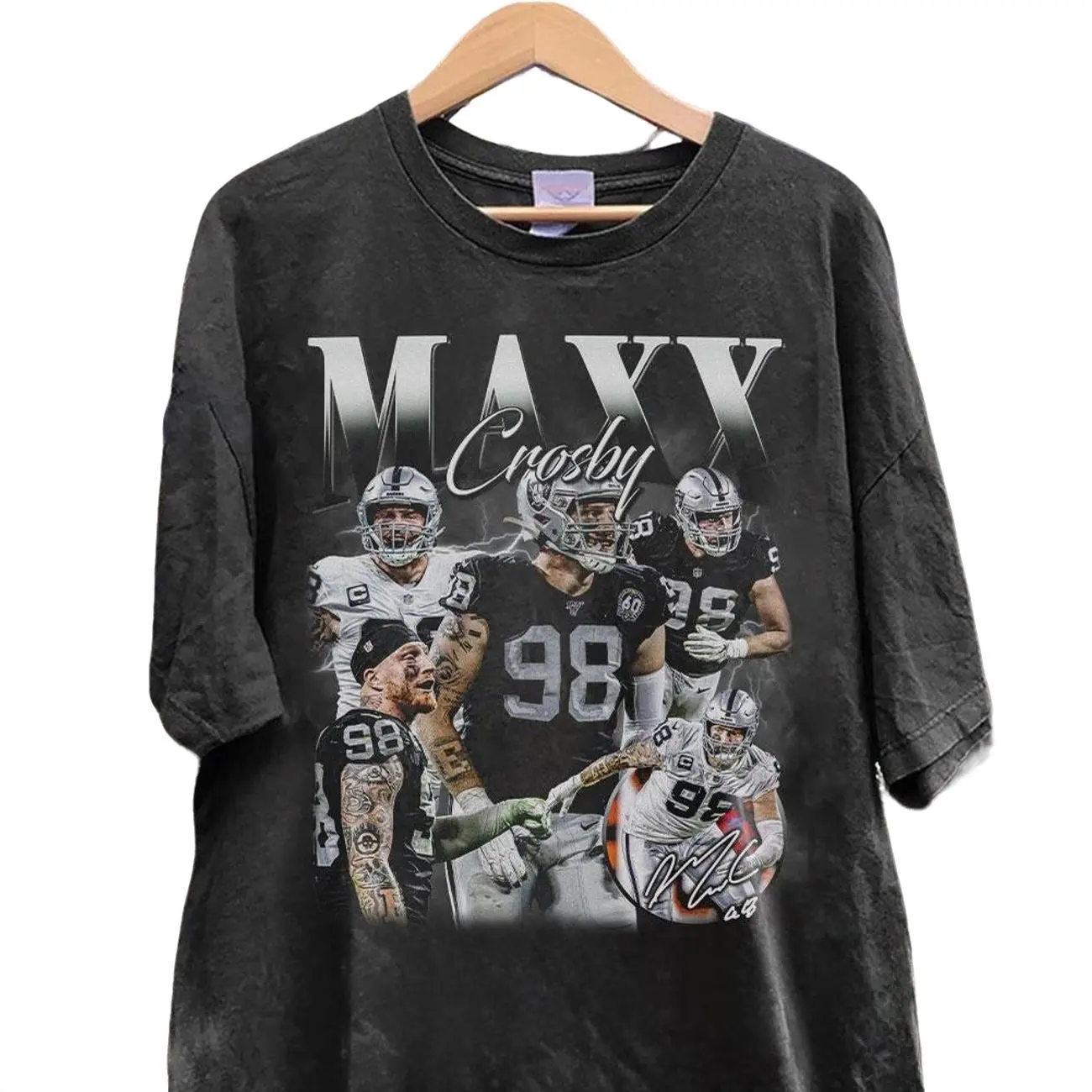 Vintage 90s Graphic Style Maxx Crosby T-Shirt, Football Star Graphic Tee, Las Vegas Defensive End Fan Shirt, Vintage Sports Tee