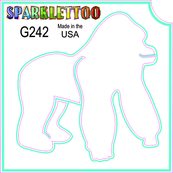 212 MAIN Ruby Red Glitter Tattoo Stencil (G242-2) - 2-Ply Paper, Gorilla Shape, FDA Safe, Glitter Finish, 1.5x2.3x2.3 in, Pack of 100, Male Costume Accessory