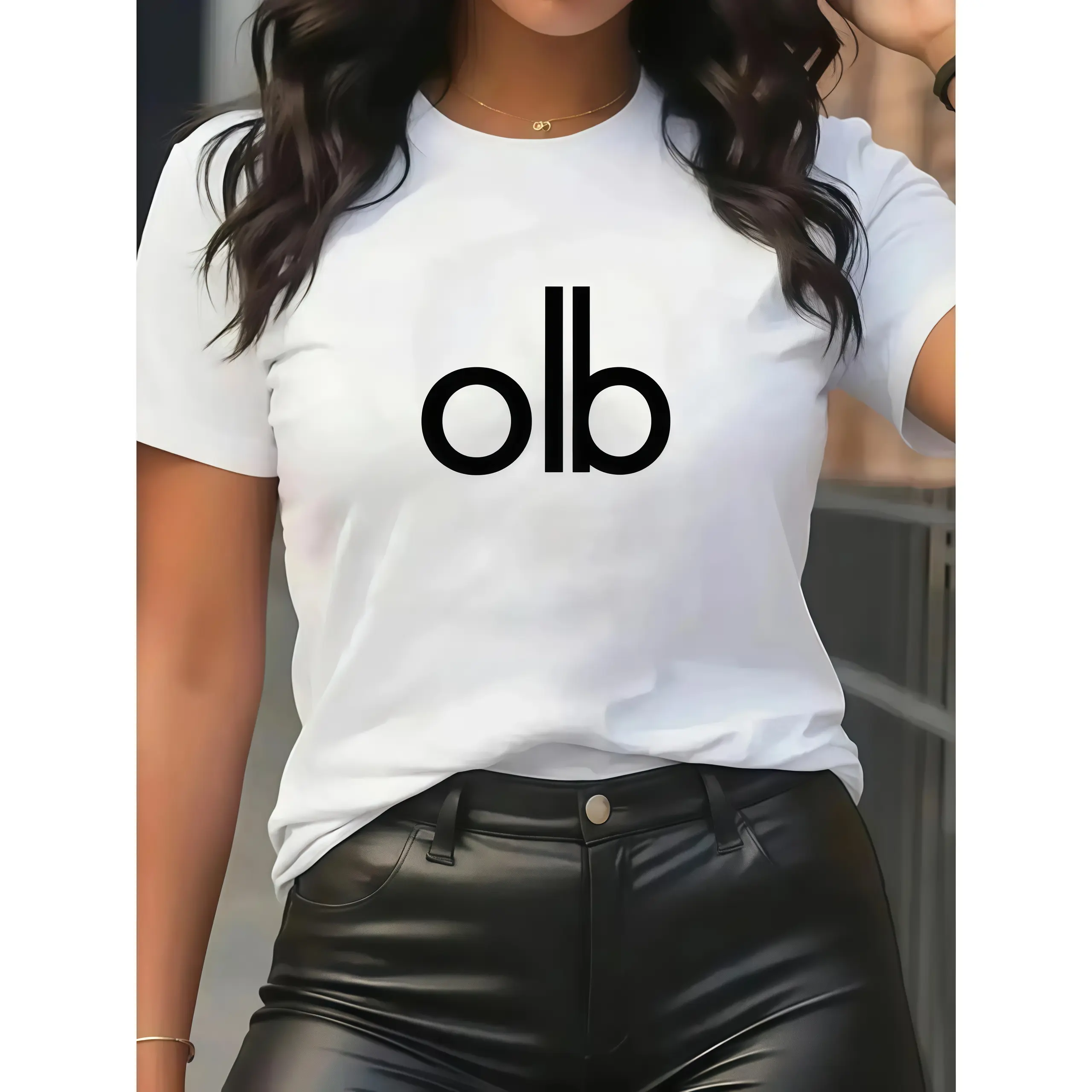 Women's Summer Casual Printed T-Shirt, Fitted Knit Fabric, Moderate Thickness, Plain Pattern, No Sensitive Goods Type, Perfect summer OOTD Casual Cotton Menswear Crewneck Graphic Print Tee Top Womenswear Streetwear Tshirt