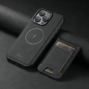 H17 high-end business leather case for iPhone17promax  mobile phone case magnetic card holder two-in-one 16MAX supports MagSafe wireless charging