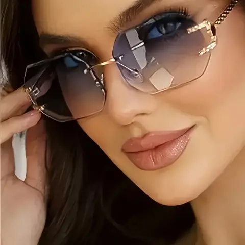 Frameless Women's Sunglasses, Fashion Shades, Non-Prescription Decorative Lens, for Outdoor Hiking, Driving & Daily Wear, All Seasons