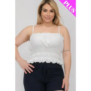 Plus Size Tiered Shirred Body Crop Top