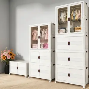 Aesthetic Space-Saving Foldable Plastic Wardrobe – Storage Cabinet Closet Organizer for Clothes, Bedroom & Home Organization