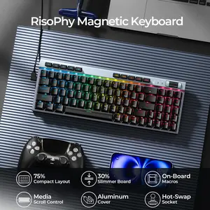 Risophy 75% RGB Wired Mechanical Gaming Keyboard | 78 Keys, Hot-Swap | Aluminum Cover, Upgraded Socket | Quiet Linear Switch