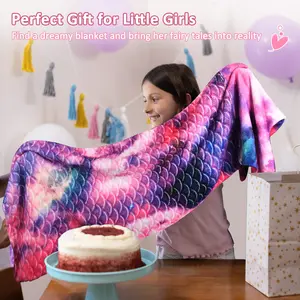 Catalonia Mermaid Blanket for Toddler & Kids, Ultra Soft Flannel Sleeping Snuggle Blanket for Girls, Unique Starlight Design, Girls Gift for Birthday, Valentine's Day