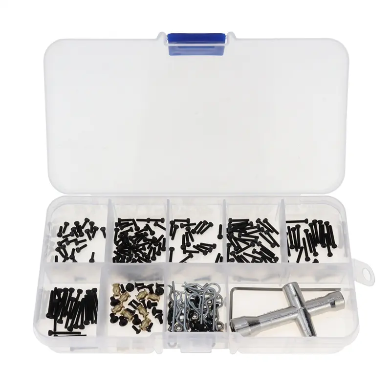 1 Set x Durable RC Car Screws Pins Repair Tools Kit with Storage Box, 252-Piece Composite Material Fasteners, M1.4 Sleeve, Hex Wrench for Axial SCX24 1/24 RC Crawler Car, All Seasons Home Organizer Storage Bin, 1 Set X Rc Car Screws Pins Repair Tools Kit