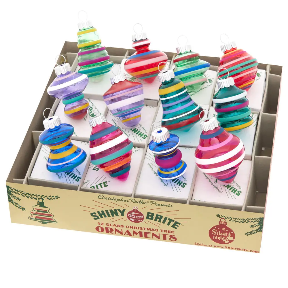 Vivid Vintage Decorated Shapes, 12-Count 1.75" Christmas Tree Ornaments, Home Ornament for Festive Decorations, Adds Tree Depth