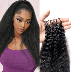 Kinky Straight Feather Crochet Hair Bradi Human Hair Knotless Pre-Separated Crochet Hair Extensions Hair Line Extensions 60/120 In A  Pack 240g Full Head 16 Inch to 22 Inch Natural Color Ship From US Human Hair Seamless Reusable  For Black Women