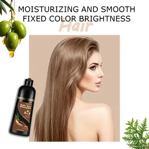 Light Brown  5-in-1 Hair Dye Shampoo for Gray Hair Coverage, Herbal Semi-Permanent Hair Color Shampoo for Women & Men, Moisturizing & Nourishing Hair Care, Instant Silver Gray Coloring, Long Lasting Shine, Easy At-Home Use, Travel Size 200ml