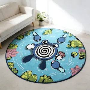 Pokémon Fan Theme Plush Rug, Cartoon Anime Children Bedroom Bedside Mat, Absorbent Non-Slip Bathroom Carpet, Unique Decoration Pad, Cartoon Pattern Rug