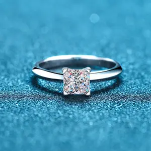 #44 (Princess Cut 1/2CT) 925 Sterling Silver Synthetic Moissanite Ring