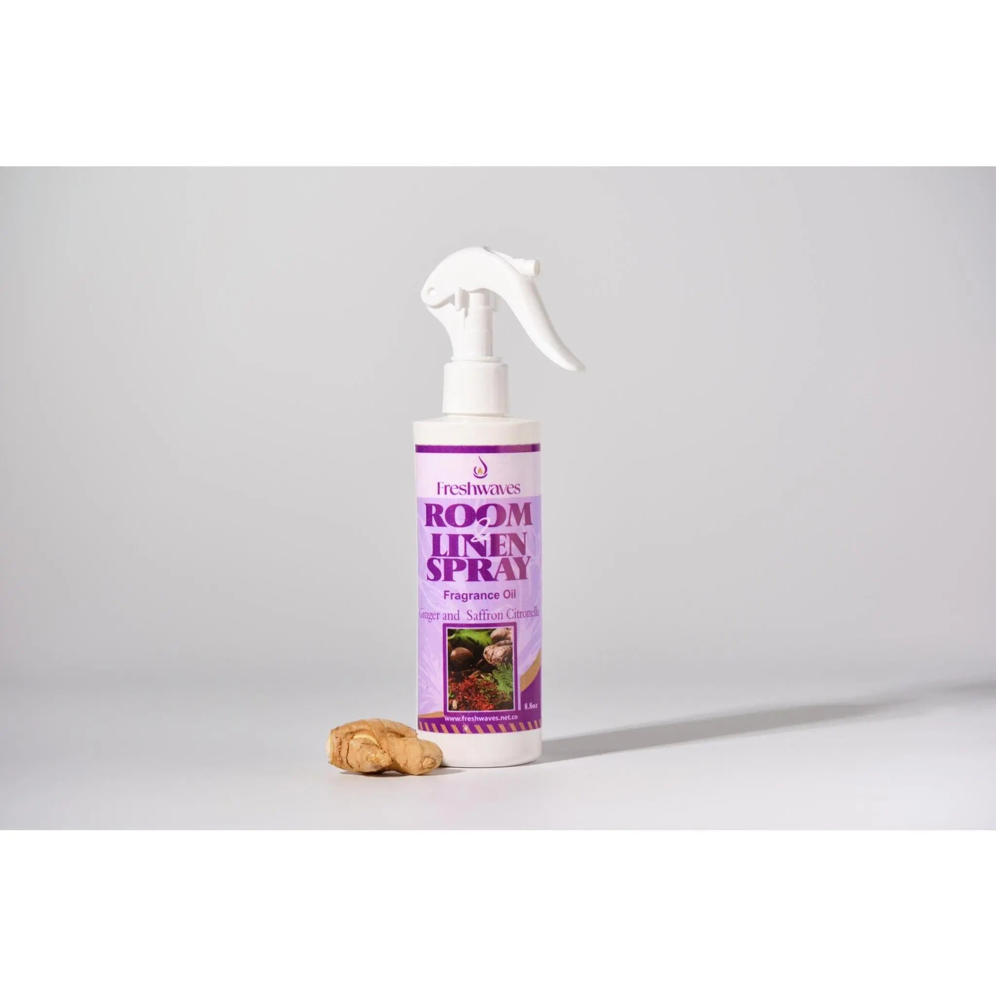 Freshwaves Ginger and Saffron Citronella Room Linen Spray - Aromatic Complex Fragrance for Bedrooms & Living Areas - Natural Insect Repellent - Quality Aromatics