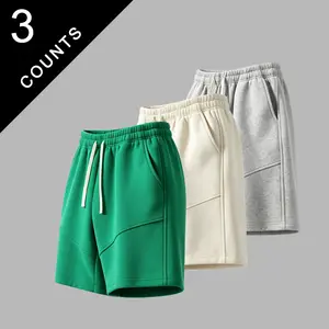 3 Pack Men’s Loose Casual Shorts Breathable Polyester Fabric Elastic Waistband Slanted Inset Pockets Available In Multiple Colors Suitable For Everyday Wear