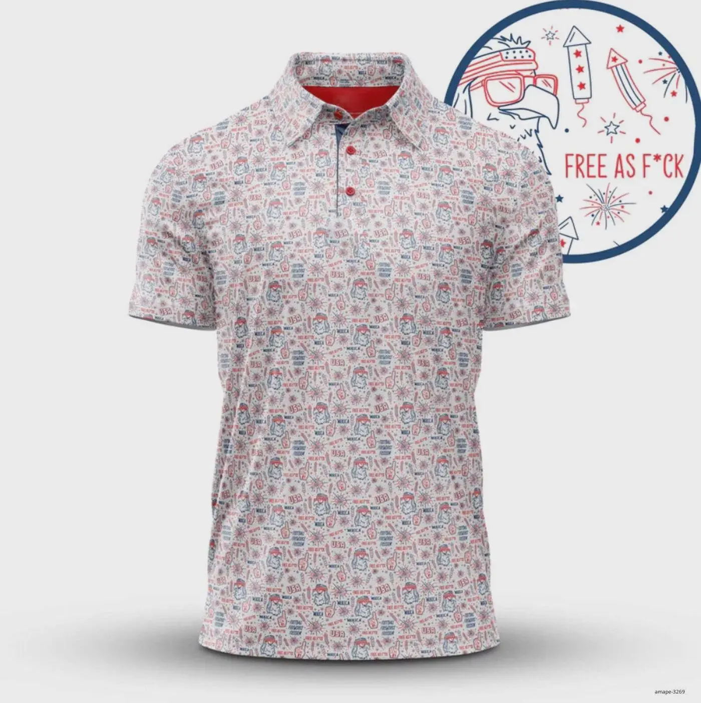 'Merica Print Custom Polo Shirt Size S-5XL
