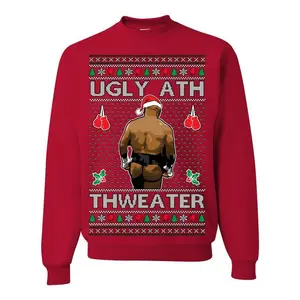 Ugly Ath Mike Tyson Sweatshirt Viral Christmas Sweater Crewneck Sweatshirt, Ugly Ass Boxing Fight Meme Men Women Shirt, Merry Chrithmith Fabric Medium