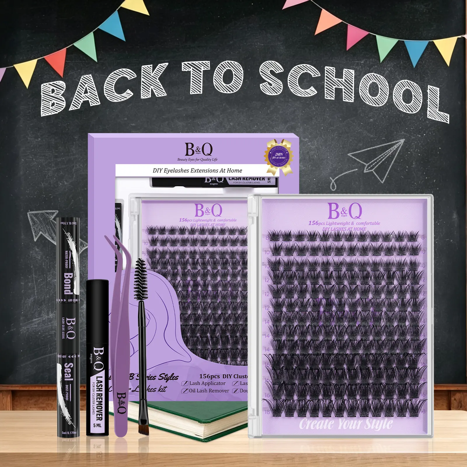 B02 Lash Kit--B&Q Classic CatEye Clusters,Classics NEVER go out of Style! Natural Thick Volume DIY Lash Extension at home Waterproof Sleep Proof,Long Lasting,Fake Full Lash Cosmetic Outdoorfun Makeup #tiktokshopmemorialday #dealsforyoudays,back to school
