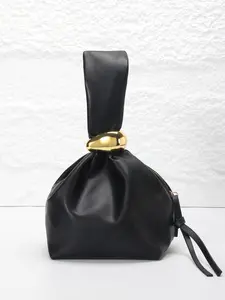 Pleated PU ladies' evening clutch, Elegant Minimalist handbag, tote, bucket bag with zip closure. Minimalist and stylish, perfect for weddings, parties, banquets and similar occasions.