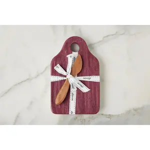 Mini Appetizer Board with Spreader, Small, Merlot Red