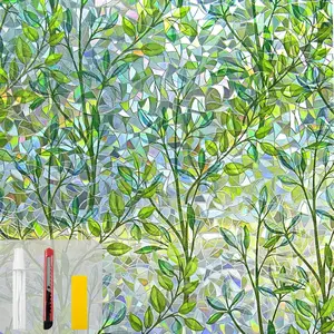 Window Privacy Film Stain Glass Window Film Rainbow Window Film Window clings Non-Adhesive Reusable Decorative for Room