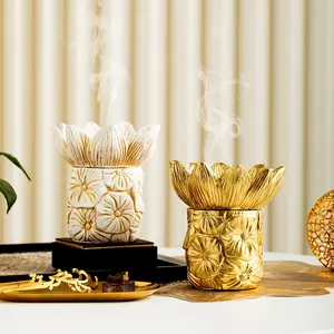 Flower Shape Incense Burner Creative Design Resin Craft Elegant Decorative Piece for Desktop Living Room Dining Room Bathroom Office Holiday Gift