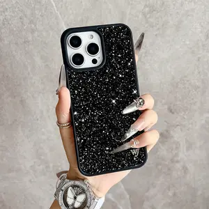 Black Glitter Magnetic Snap Case for iPhone 17/16 Pro Max 15 Pro 14 13 12 Mini 11 XR XS Plus SE Shockproof Slim Protective Cover
