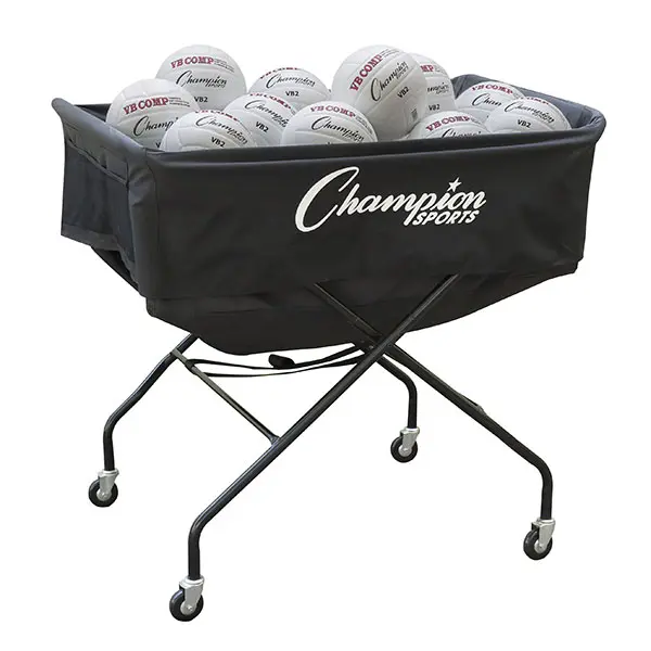 CHAMPION Mammoth Volleyball Cart, Hammock-Style Nylon Ball Carrier with Wheels for Coaches, Holds 40 Balls, Portable with Side Pockets, Hammock-Style Design