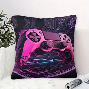 Pink Purple E-Sports Controller Throw Pillow, Y2K Sweet and Cool Square Cushion, Soft Cushions, Suitable for Decorating Living Rooms, Bedrooms, Sofas, Chairs, Beds, Cars, and Also Suitable for Travel Carrying. Contains Pillow Core.