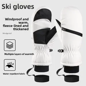 Winter Ski Gloves Full Finger Windproof Waterproof Short Style Thermal Insulated Fleece Lined Warm Sports Gloves