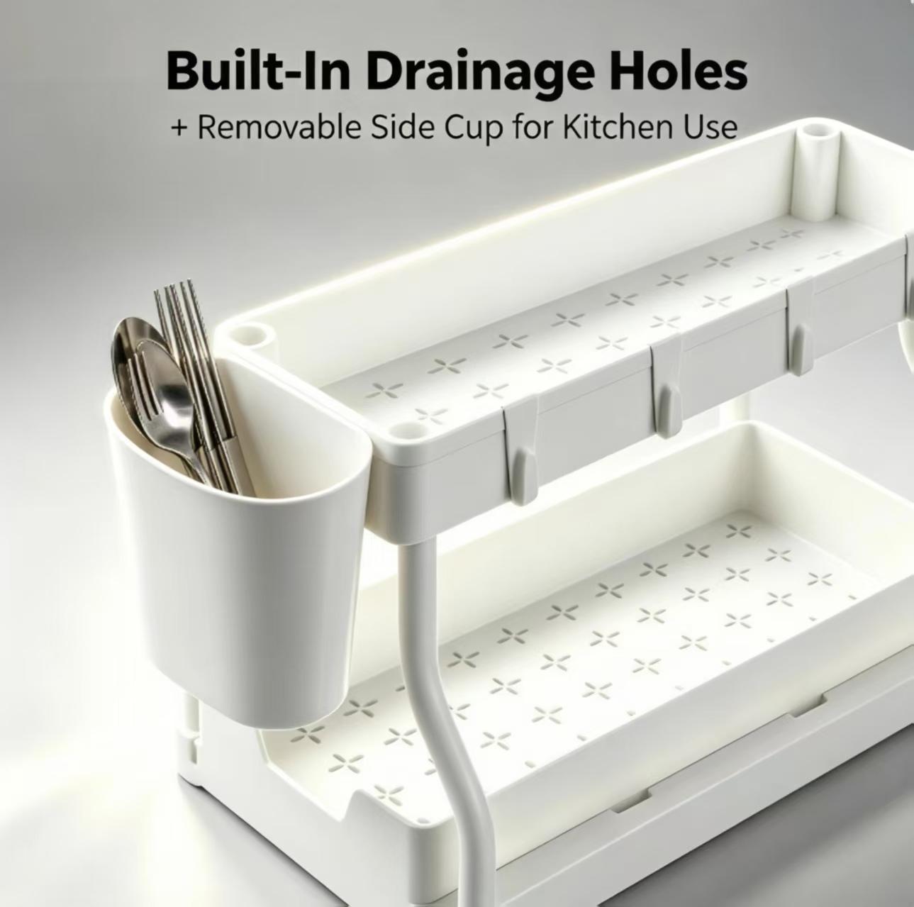 Over The Door Organizer, 2 Tier Hanging Storage Rack with Side Bag, Multi-Purpose Door Storage Shelf for Bathroom, Bedroom, Kitchen, Over The Door Towel Rack, Space Saving Organization, TikTok Viral