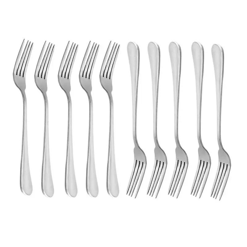 Sturdy Stainless Steel Dinner Forks - 10-Piece Cutlery Tableware Silverware Set